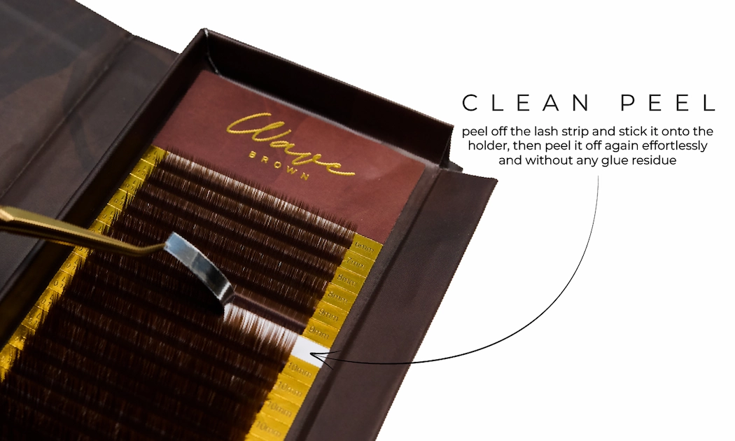 Wave Brown EXTRA LONG mini - BROWN brown_lashes_clean_peel_GB