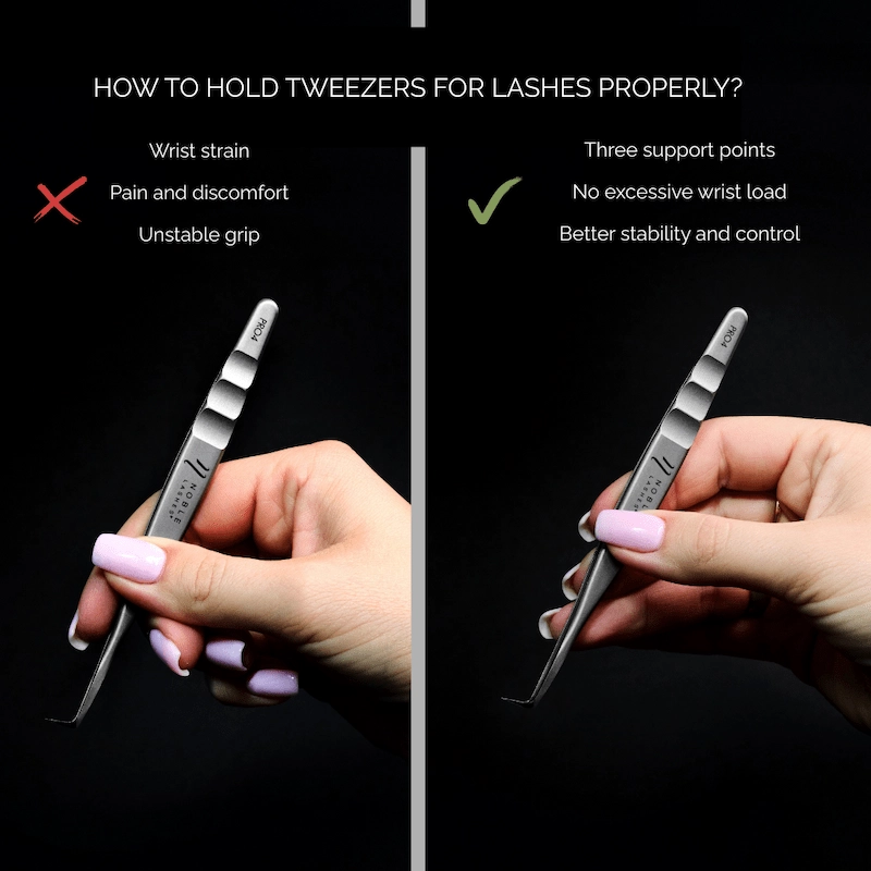 How to properly hold tweezers for eyelashes