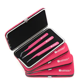 Magnetic case with set of tweezers