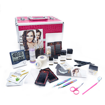 Premium Starter Kit Eyelash Extension with Pink Cosmetic Case