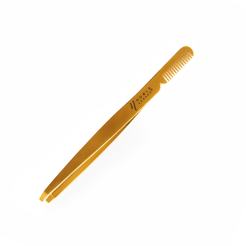 Gold tweezer with a comb for eyelashes