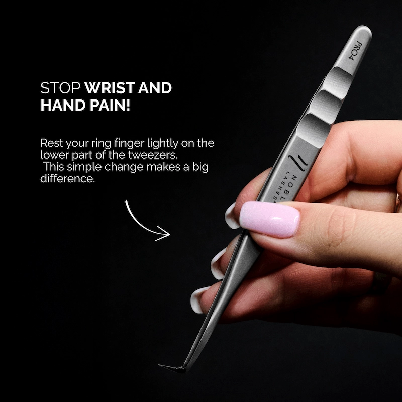 Correct and incorrect way to hold eyelash tweezers.