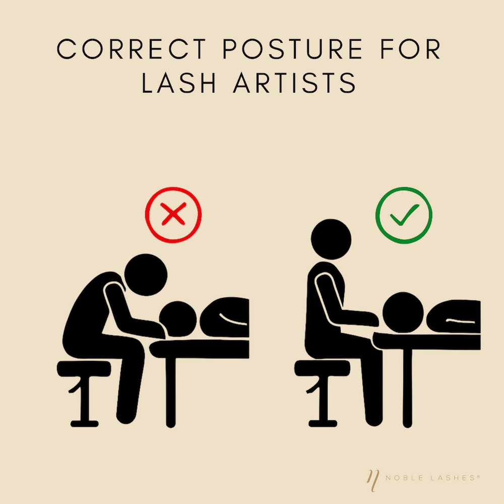 Correct posture for lash artist 