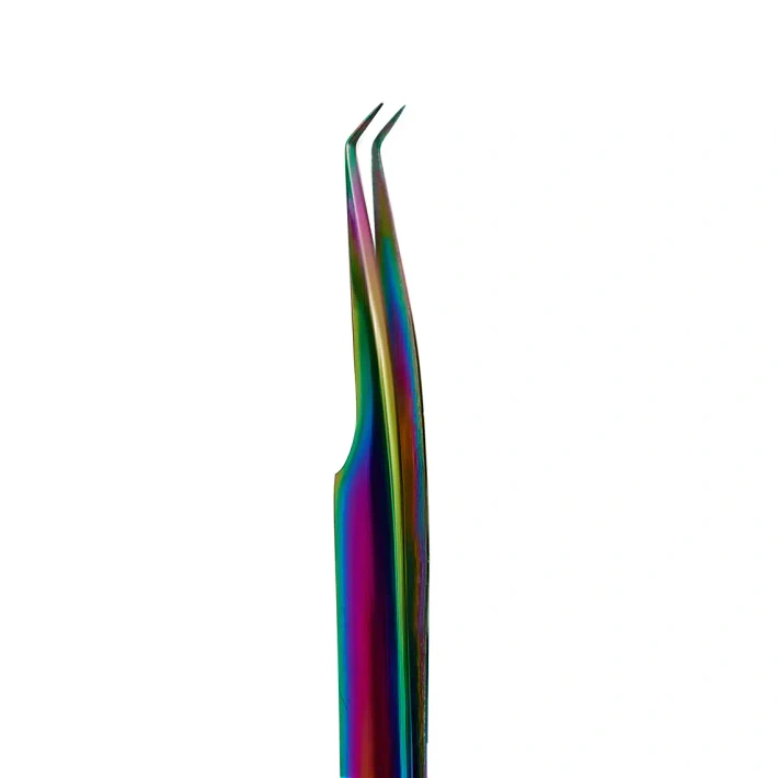 Curved rainbow tweezer 45° for Eyelash
