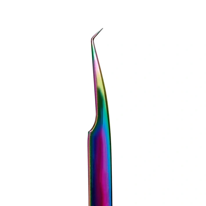 Curved rainbow tweezer 45° for Eyelash