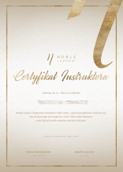 Noble Lashes Instructor Certificate