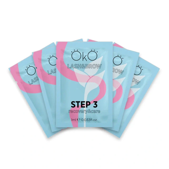Lash and brow lamination solution STEP 3 CARE&RECOVERY, box of 5 sachets OKO